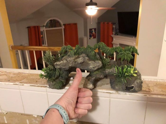While Remodeling Our Kitchen, We Found This Huge Fish Tank Decoration In The Wall