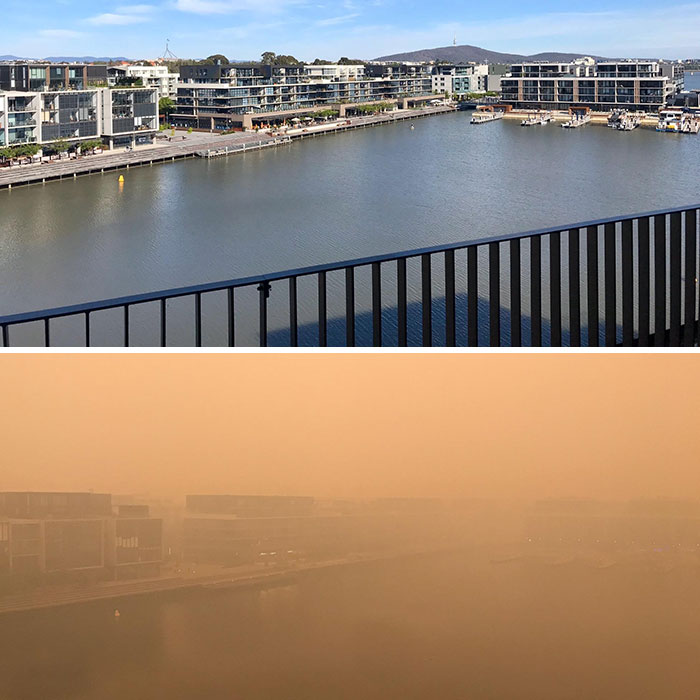 What My Apartment View Should Look Like vs. What It Has Looked Like The Past Few Weeks (Canberra, Australia)