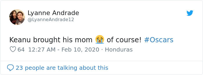 Keanu Reeves Steals The Red Carpet Show At The Oscars By Bringing His Mother As His Date