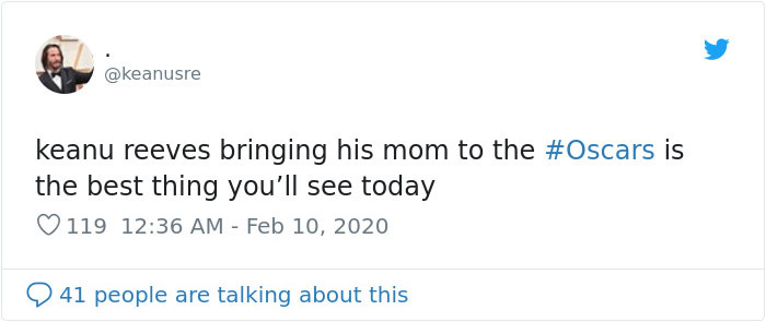 Keanu Reeves Steals The Red Carpet Show At The Oscars By Bringing His Mother As His Date