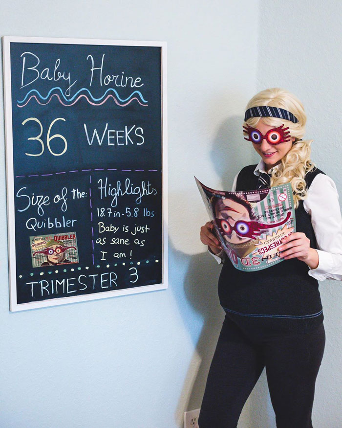 Woman Dresses Up As Different Pop Culture Characters To Celebrate Each Week Of Her Pregnancy