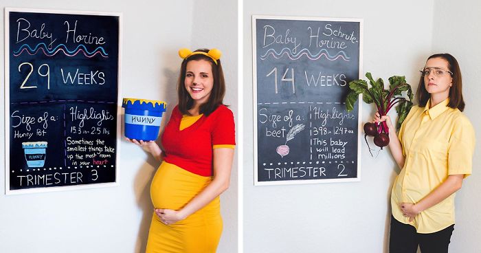 Woman Dresses Up As Different Pop Culture Characters To Celebrate Each Week Of Her Pregnancy
