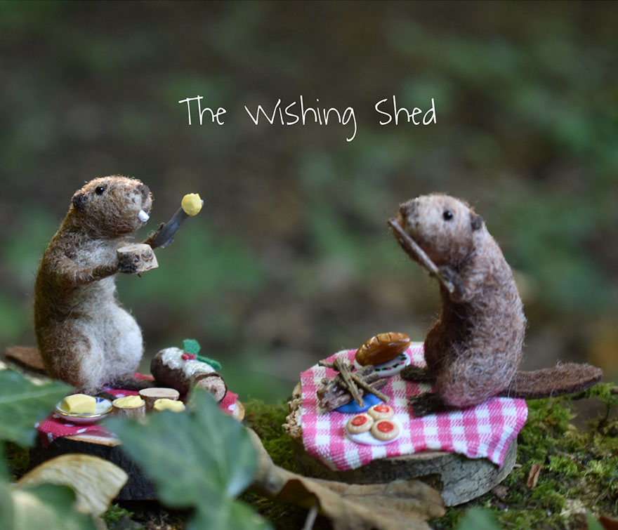 My Teenage Daughter Built Me A Custom Wooden Theatre Box So I Could Build Dreamy 3D Art Work Scenes From My Needle Felted Creations