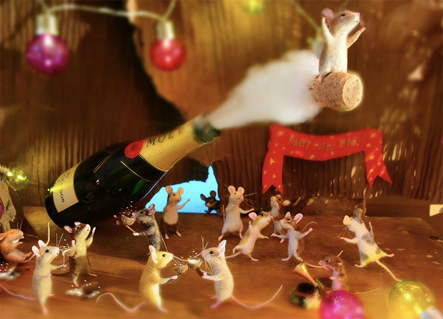 My Teenage Daughter Built Me A Custom Wooden Theatre Box So I Could Build Dreamy 3D Art Work Scenes From My Needle Felted Creations