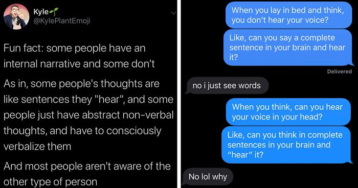 Guy Finds Out Not Everyone Has An Internal Monologue With Themselves And It Ruins His Day