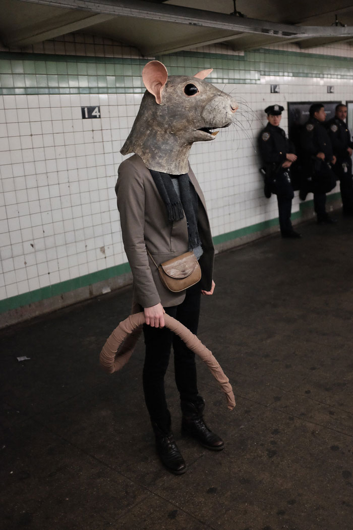 Artist Creates Realistic Animal Masks And Poses With Them In Ordinary Urban Areas Artist Creates Realistic Animal Masks And Poses With Them In Ordinary Urban Areas
