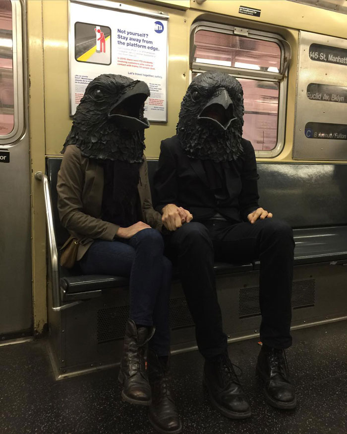 Artist Creates Realistic Animal Masks And Poses With Them In Ordinary Urban Areas