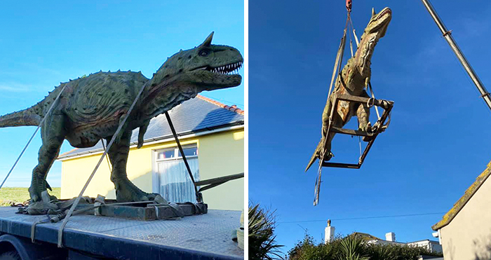Dad Accidentally Buys A Life-Size 6-Meter-Long Dinosaur Statue For His 4-Year-Old Son