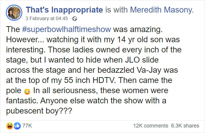 Mom Shares Her 14 Y.O. Son's Face In Response To J.Lo At The Super Bowl, Other Parents Share Their Kids' Reactions