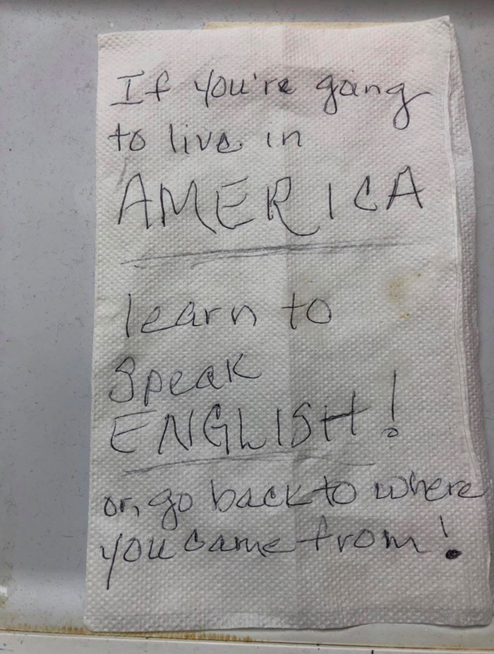 This Racist Note Left At A Thai Restaurant In My City