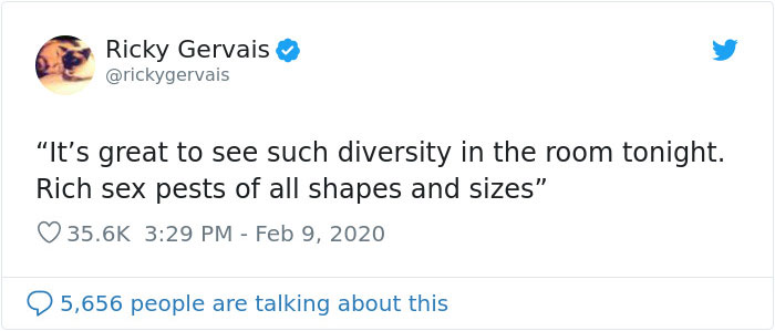 Someone Asks Ricky Gervais For His Opinion On The Oscars, The Comedian Doesn't Hold Back And Roasts Celebs Once Again