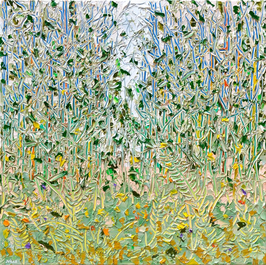 I Paint Tall Trees Paintings Using Sgraffito Technique