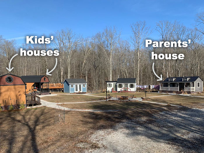 Family Builds A Private Tiny House Village Where Their Teen Kids Have A House Each, Shows What's Inside Family Builds A Private Tiny House Village Where Their Teen Kids Have A House Each, Shows What's Inside