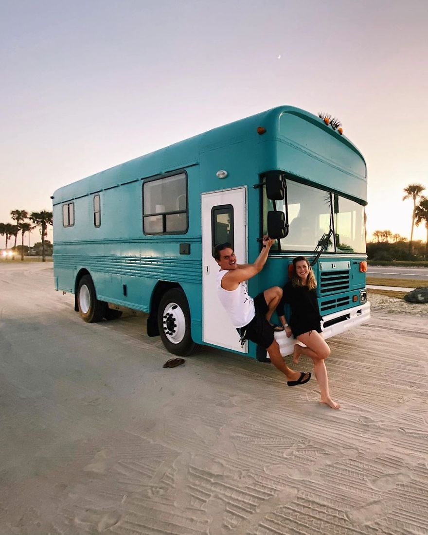 25' Blue Bird Bus Conversion Feels More Like A Home Than A Bus
