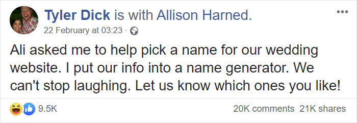 Guy Named Dick Tries Creating A Wedding Hashtag For Him And Fiancee, Gets Ridiculously Inappropriate Results