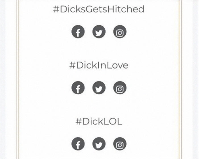 Guy Named Dick Tries Creating A Wedding Hashtag For Him And Fiancee, Gets Ridiculously Inappropriate Results Guy Named Dick Tries Creating A Wedding Hashtag For Him And Fiancee, Gets Ridiculously Inappropriate Results