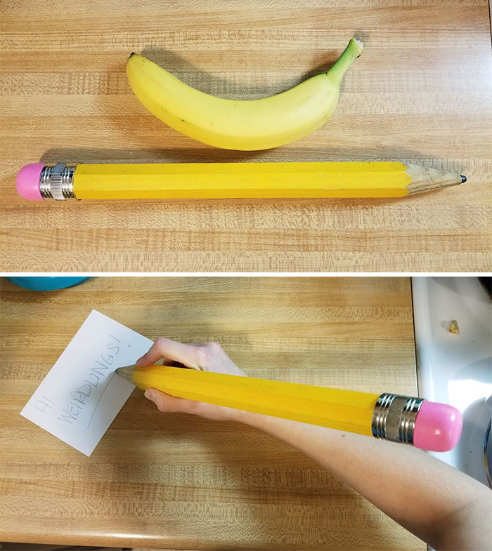Sometimes, You Just Need A Working Pencil That's The Length Of Your Entire Forearm. 14" Pencil Found At An Unidentified Resale Shop In Mchenry Country, Il. Banana For Size Reference