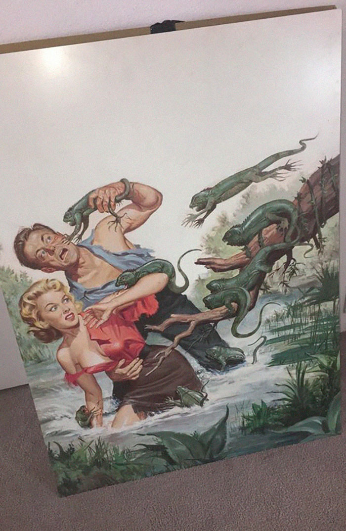 Just Had To Share This $5 Yardsale Find. I Saw It And Messaged The Lady Because I Had To Have It.. It’s Just So Weird And Awesome. It’s Already Hanging Up In The Living Room For Our Non Existent Guests To Enjoy