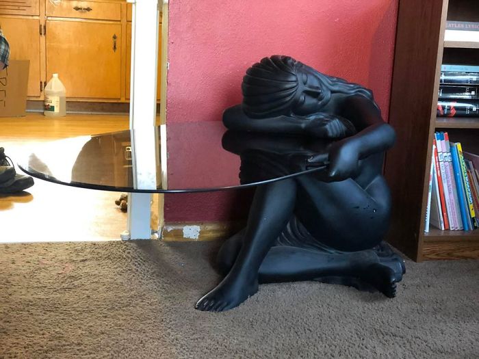 My Favorite Find! This Beautiful Lady Table Was On The Side Of A Country Road With Free On Cardboard Under Her. I Spun Around As Fast As I Could!! Not Sure What’s She’s Made Of But She Is Heavy!