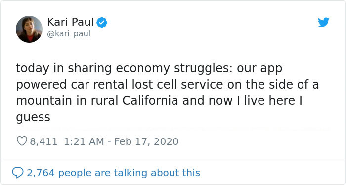 Woman Gets Stuck In Rural California After Losing Cell Service While Driving An App-Powered Rental Car And The Company Tells Her To Sleep In The Car