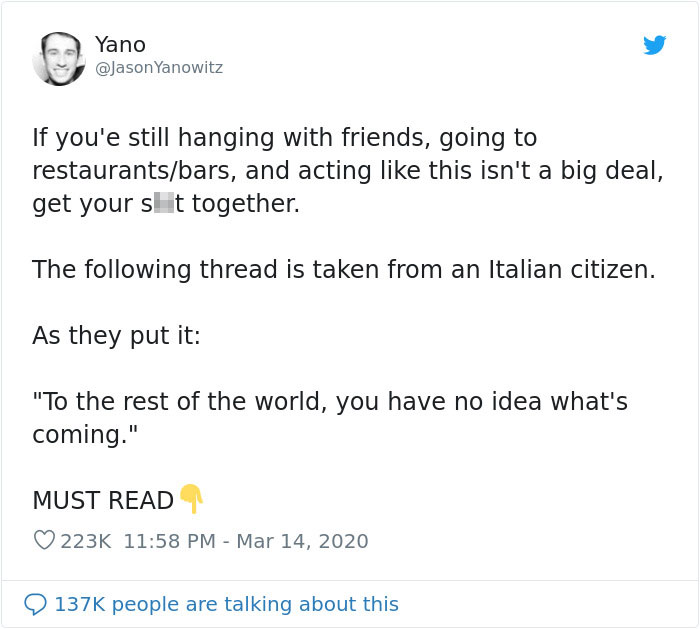 “To The Rest Of The World, You Have No Idea What’s Coming”: Man Lists 6 Stages Italy Has Gone Through “To The Rest Of The World, You Have No Idea What’s Coming”: Man Lists 6 Stages Italy Has Gone Through