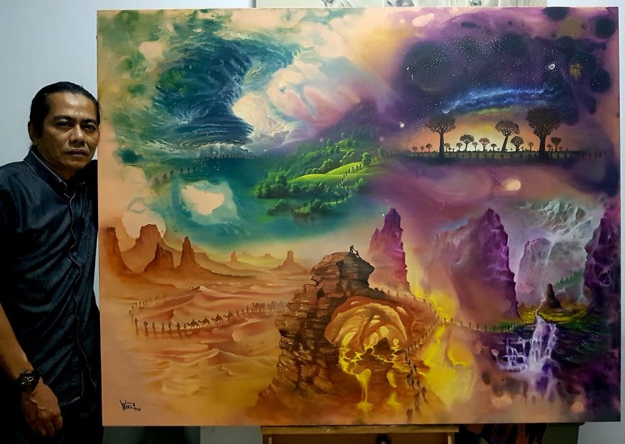 Veri Apriyatno - Amazing Oil Painting That Illustrates The Nomads And The Final Destination (Latest Painting Series)