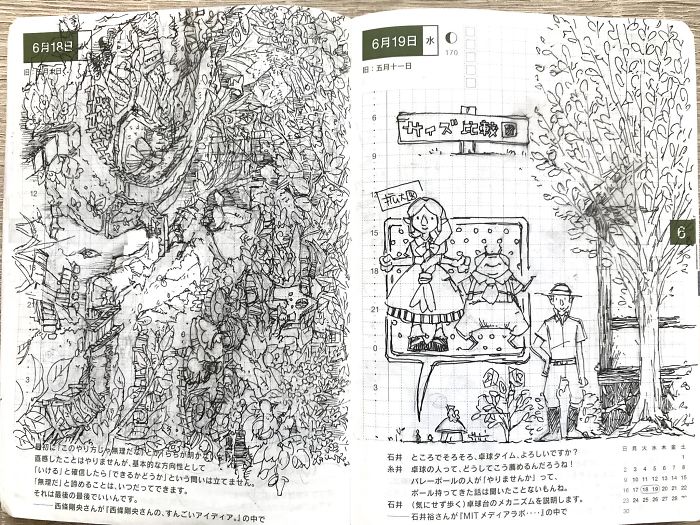 Japanese Designer Finds Wife&rsquo;s Old Notebook Doodles, Shares Her Detailed Drawings On Twitter