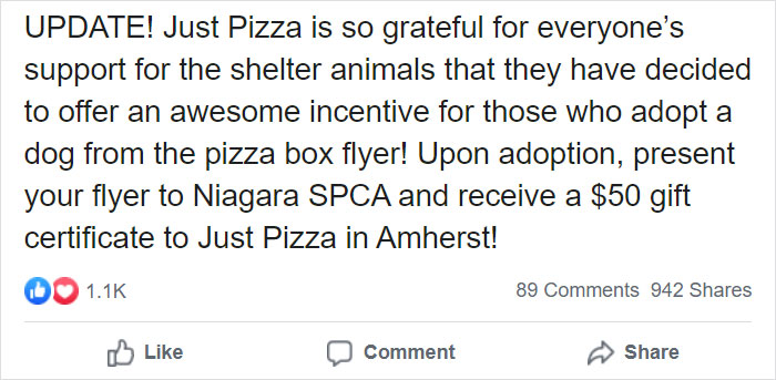Pizza Place Helps Local Shelter Get Dogs Adopted By Putting Their Photos On Pizza Boxes Pizza Place Helps Local Shelter Get Dogs Adopted By Putting Their Photos On Pizza Boxes