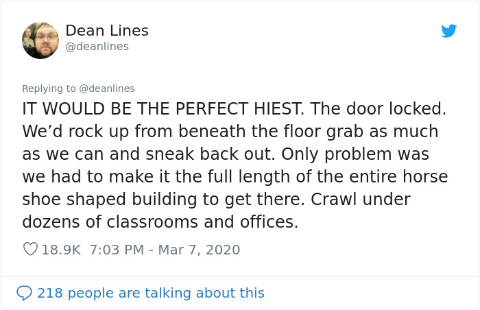 Six 14 Y.O. Students Accidentally Discovered Secret Tunnels, Spent 3 Weeks Planning A Candy Heist Before Chaos Ensued Six 14 Y.O. Students Accidentally Discovered Secret Tunnels, Spent 3 Weeks Planning A Candy Heist Before Chaos Ensued