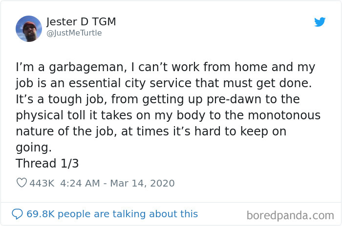 Garbageman Takes To Twitter To Reassure People Amidst The Coronavirus Crisis And His Message Is Heartwarming