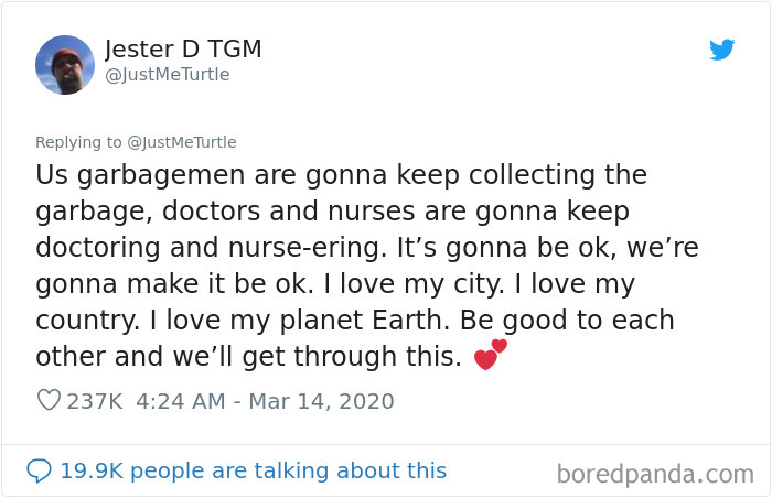 Garbageman Takes To Twitter To Reassure People Amidst The Coronavirus Crisis And His Message Is Heartwarming Garbageman Takes To Twitter To Reassure People Amidst The Coronavirus Crisis And His Message Is Heartwarming