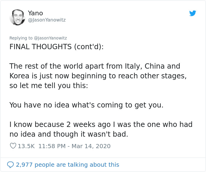 “To The Rest Of The World, You Have No Idea What’s Coming”: Man Lists 6 Stages Italy Has Gone Through “To The Rest Of The World, You Have No Idea What’s Coming”: Man Lists 6 Stages Italy Has Gone Through