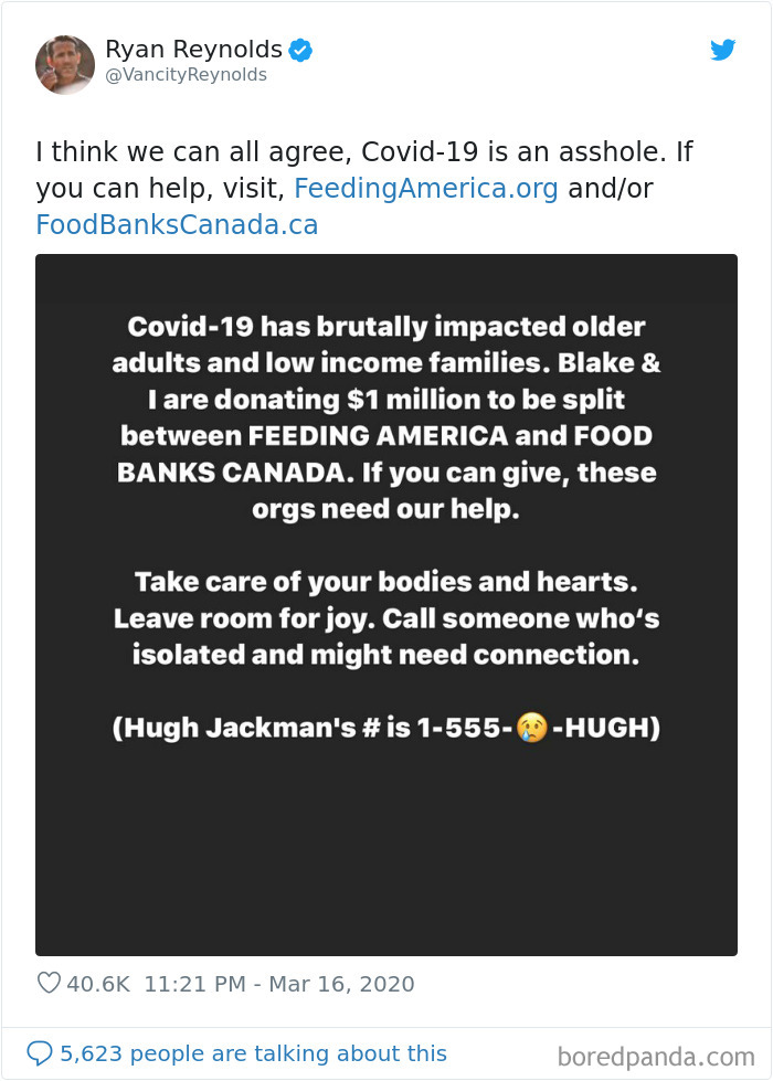 Ryan Reynolds And Blake Lively Donated $1M To Help People In Crisis