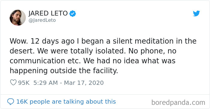 Jared Leto Spent 12 Days In A Silent Retreat Being Clueless About Coronavirus