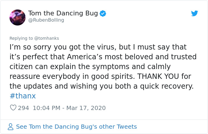 Tom Hanks Sends Another Update On His Health After Testing Positive For Coronavirus Tom Hanks Sends Another Update On His Health After Testing Positive For Coronavirus