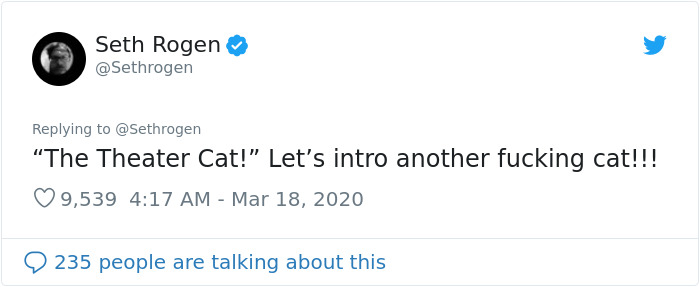 Seth Rogen Decides To Watch "Cats" While In Quarantine, Gets High, And Writes A Review Seth Rogen Decides To Watch "Cats" While In Quarantine, Gets High, And Writes A Review
