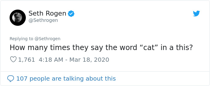 Seth Rogen Decides To Watch "Cats" While In Quarantine, Gets High, And Writes A Review