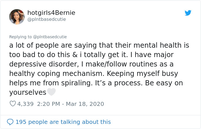 This Woman Tries To Bring Stability Into Her Life By Creating A Quarantine Routine, People Follow Her Example