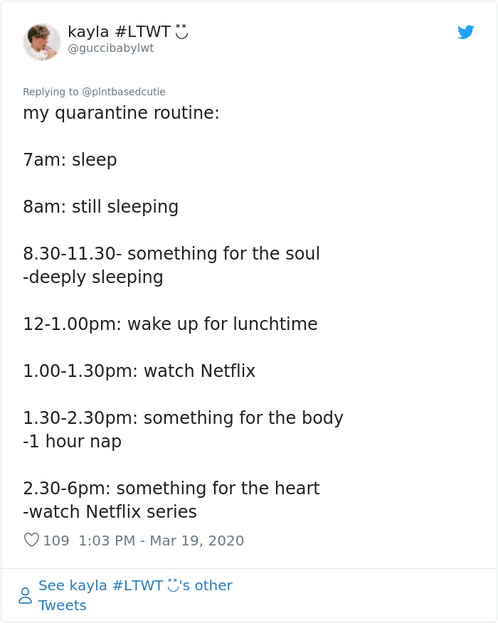 This Woman Tries To Bring Stability Into Her Life By Creating A Quarantine Routine, People Follow Her Example This Woman Tries To Bring Stability Into Her Life By Creating A Quarantine Routine, People Follow Her Example