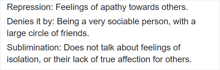 Text explaining repression, denial by sociability, and sublimation related to feelings of apathy in the Szondi Test portraits.