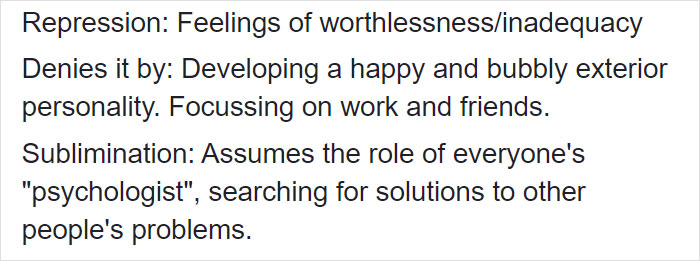 Text describing feelings of worthlessness and sublimation, related to The Szondi Test revealing hidden personality traits.