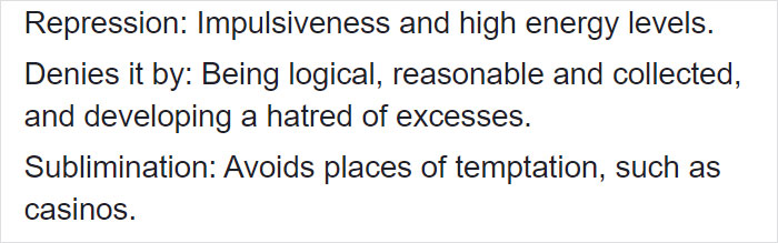 Text showing psychological traits related to repression and sublimation from the Szondi Test portraits revealing hidden personality.