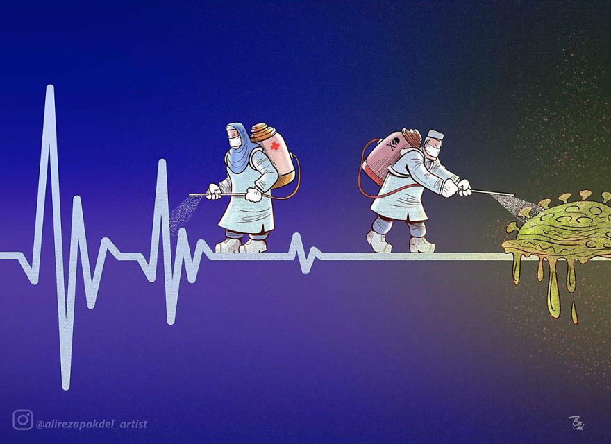 Iranian Artist Makes Impactful Cartoons To Reflect On The Coronavirus