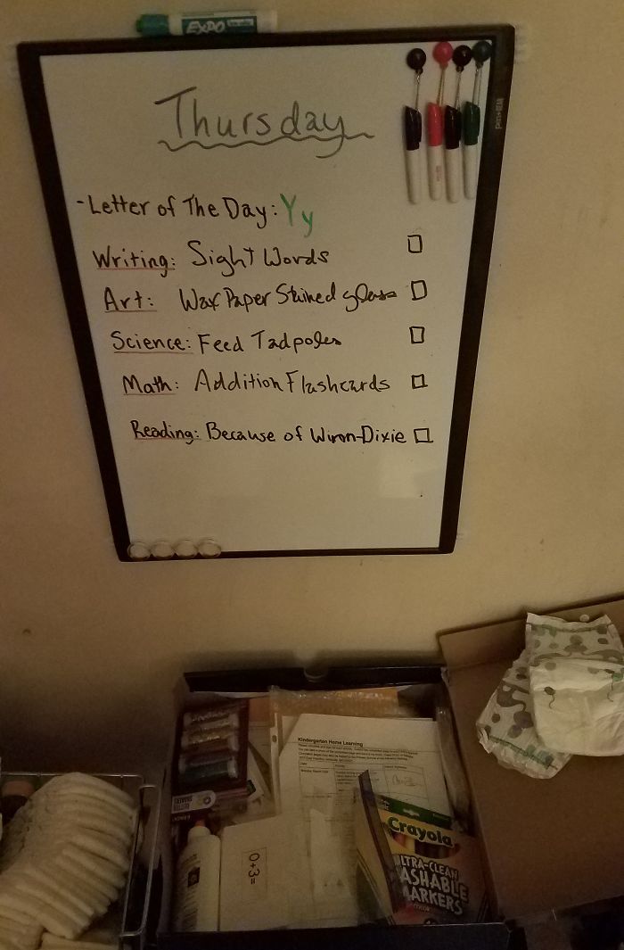 I'm A Stay At Home Mom, But Now I'm A Kindergartner Teacher Too. So This Is My Work Space.