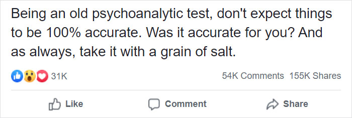 Screenshot of a social media post discussing the Szondi Test and its accuracy as a psychoanalytic tool.