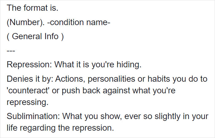 Text explaining the Szondi Test format detailing repression, denial actions, and sublimation in hidden personality traits. Text explaining the Szondi Test format detailing repression, denial actions, and sublimation in hidden personality traits.