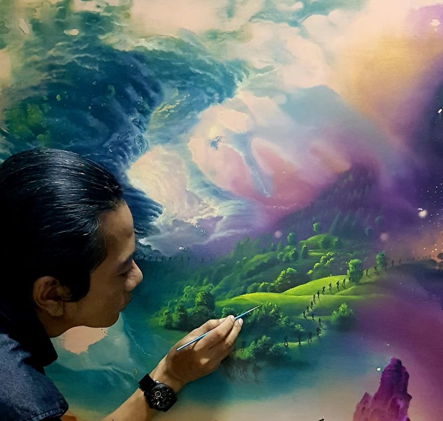 Veri Apriyatno - Amazing Oil Painting That Illustrates The Nomads And The Final Destination (Latest Painting Series)