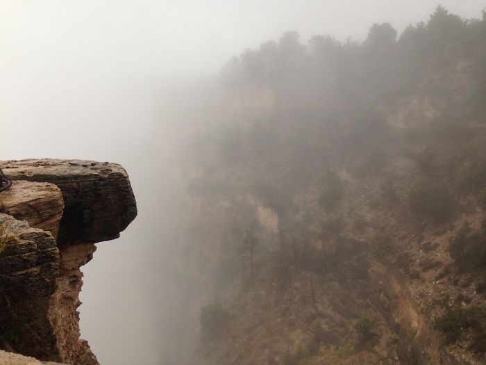 Traveled 16 Hours To See The Grand Canyon On A Gloriously Sunny Day. One Rain Storm Later And The Entire Canyon Fogged Up