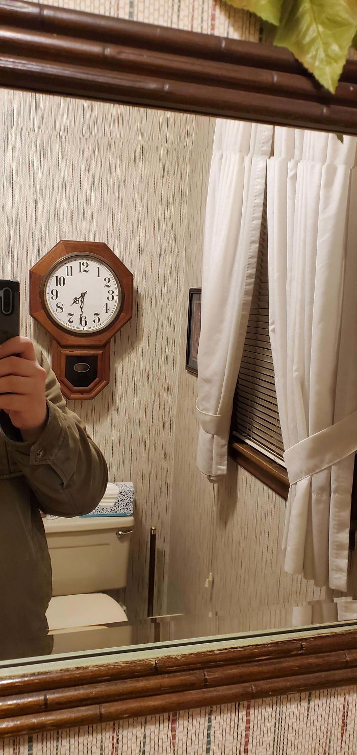 This Clock At My Grandparents' House Is Backwards So It Faces The Right Way In The Mirror While You're Getting Ready