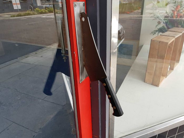 The Door Handle To This Butcher Shop
